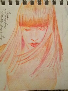 The Red Head was illustrated with the Magic pencil in Fire (yellow, orange & magenta) by Koh-i-noor Hardtmuth