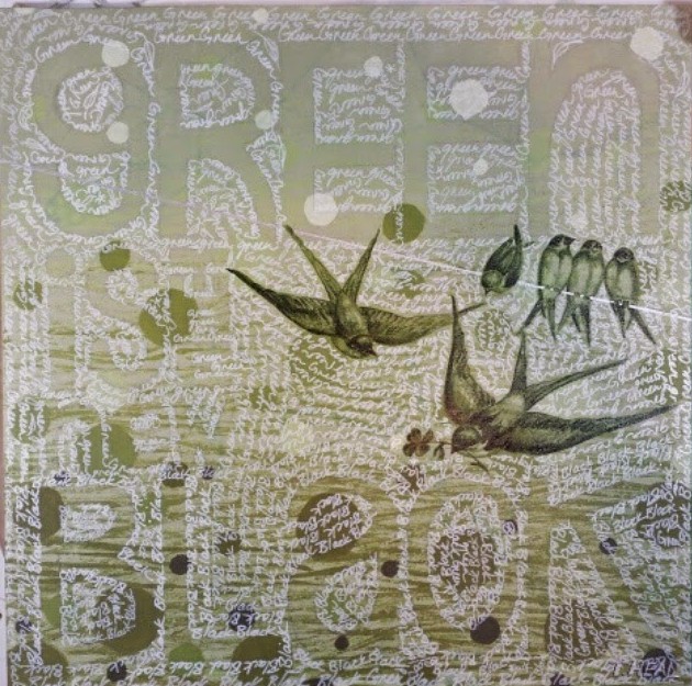 Green is the New Black. Birds such as Swallows can be so graceful to watch. Acrylic painting on canvas.